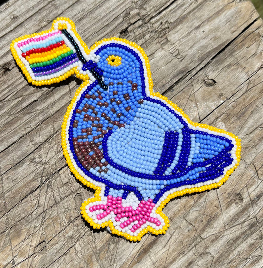 [Beadwork] Pride Pigeon Beadwork Patch