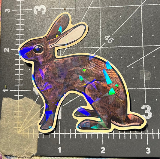 Belgian Hare Rabbit - 3 Inch Vinyl Sticker - Holographic