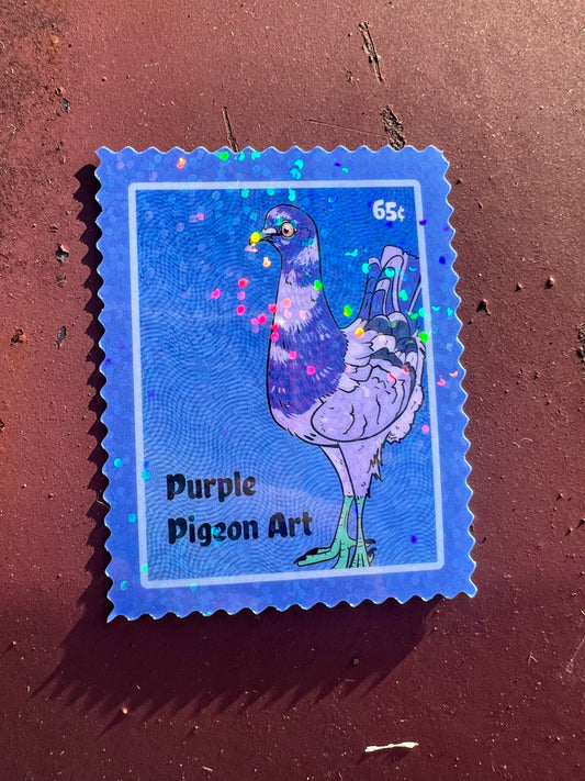 [Sticker] Purple Pigeon Stamp - 2 Inch Vinyl - Holographic