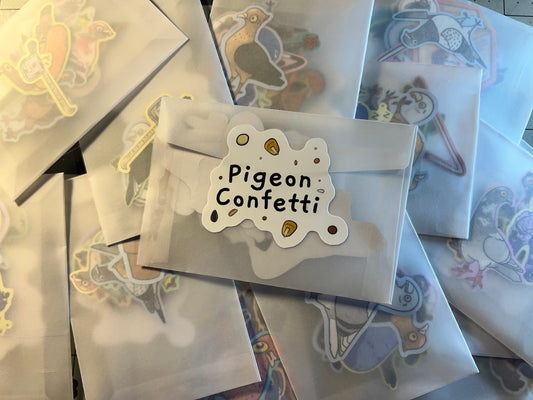 [Sticker Bundle] Pigeon Confetti 10 Pack - 1.8 in Vinyl Stickers - holographic