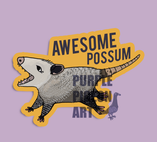 [Sticker] Awesome Possum - 3 Inch Vinyl Sticker - Holographic