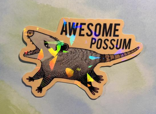 Awesome Possum - 3 Inch Vinyl Sticker - Holographic