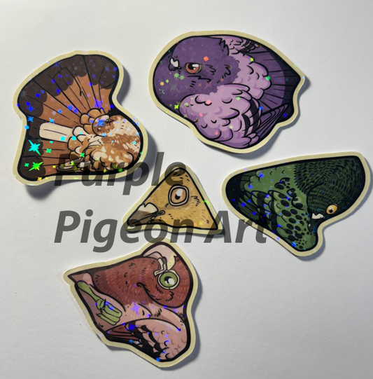 [Sticker Set] Shapely Pigeons - Holographic vinyl stickers