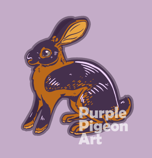 [Sticker] Purple Tan Rabbit - 3 inch Vinyl Sticker - Holographic