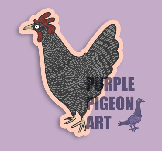 [Sticker] Barred Rock Chicken 3 Inch Vinyl Sticker - Holographic (Shatter Pattern)