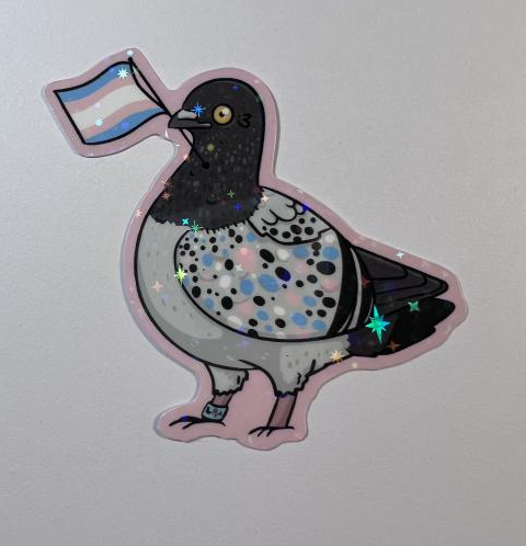 Pride Pigeons! - 3 Inch Vinyl Stickers - Holographic